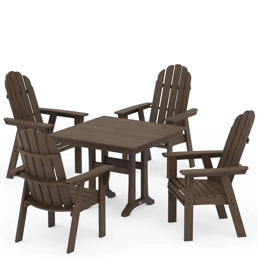 POLYWOOD® Vineyard Adirondack 5-Piece Farmhouse Dining Set With Trestle Legs - PWS958-1