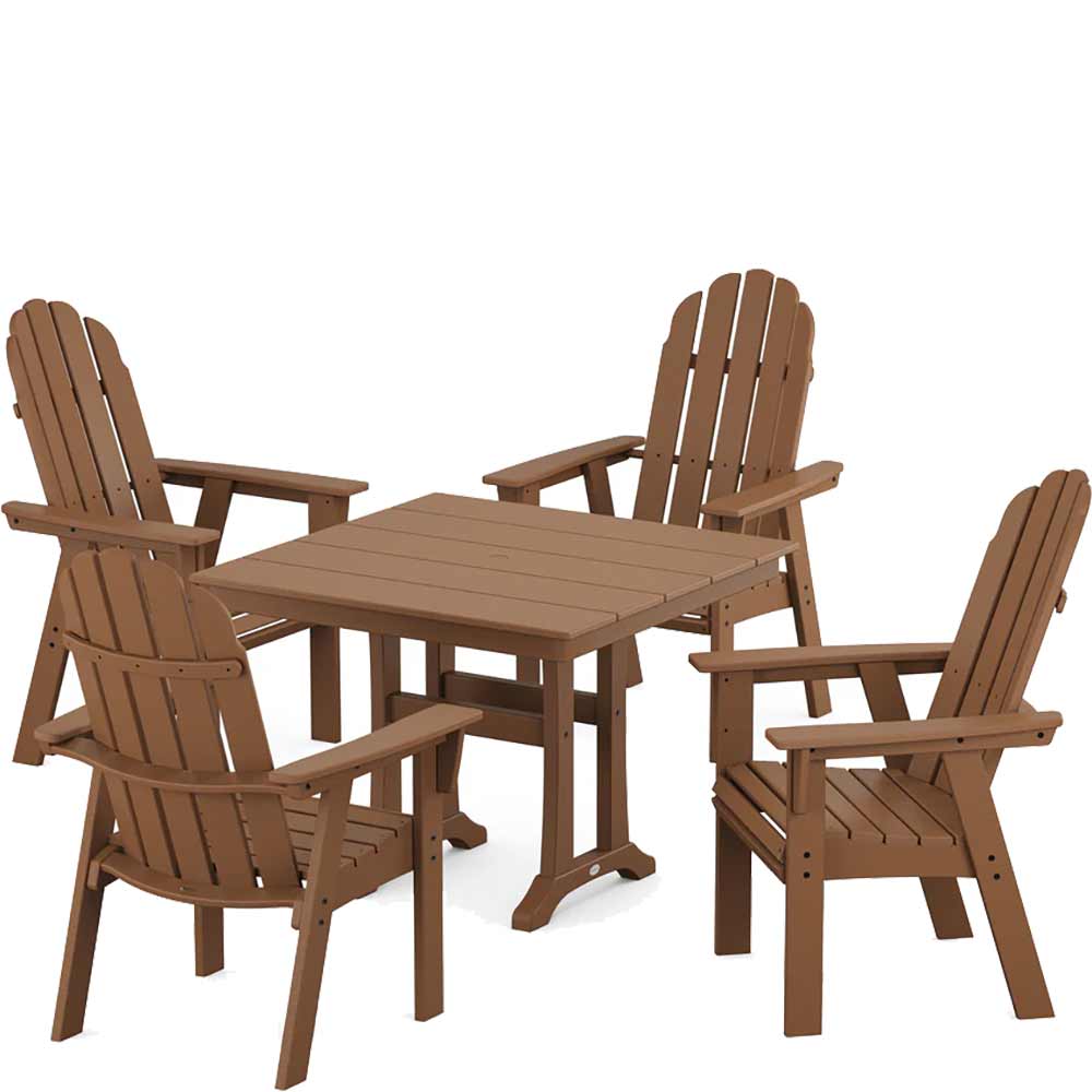 POLYWOOD® Vineyard Adirondack 5-Piece Farmhouse Dining Set With Trestle Legs - PWS958-1 Dining Set POLYWOOD®