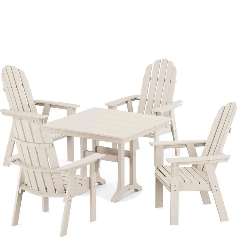 POLYWOOD® Vineyard Adirondack 5-Piece Farmhouse Dining Set With Trestle Legs - PWS958-1 Dining Set POLYWOOD®