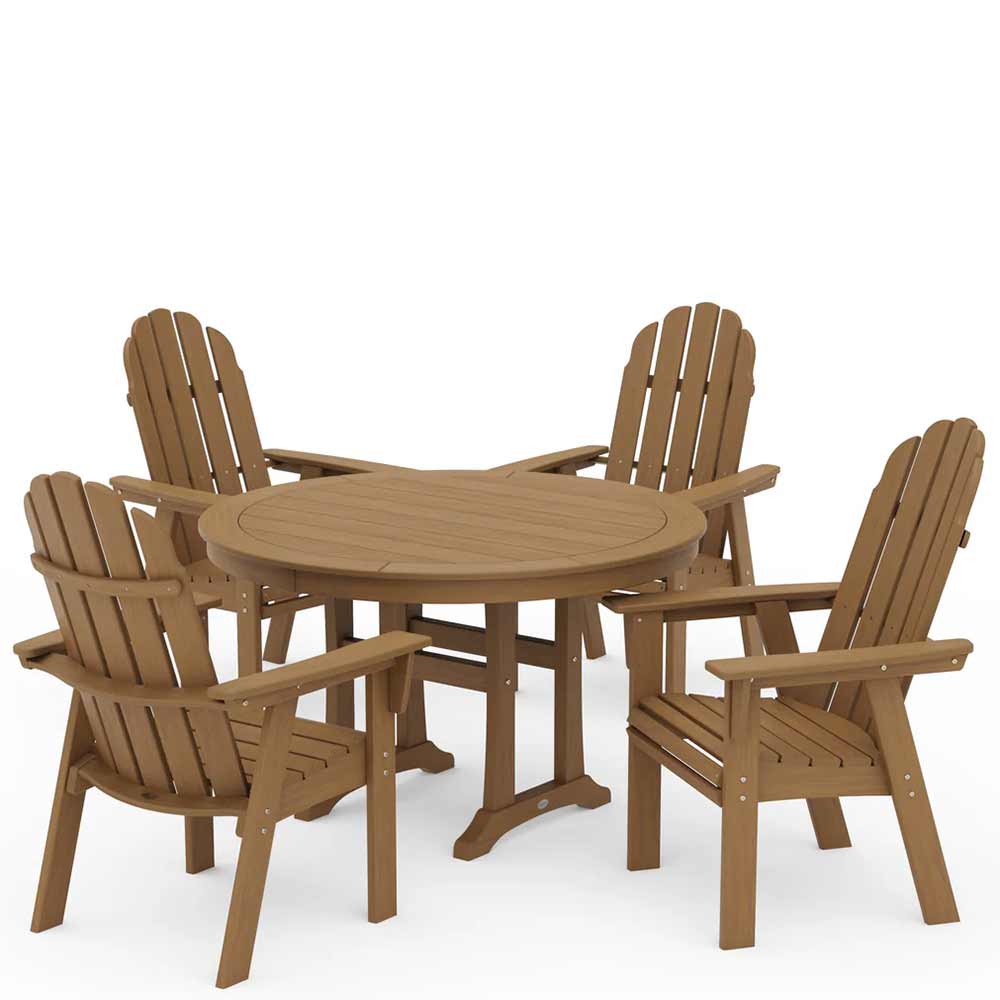 POLYWOOD® Vineyard Curveback Adirondack 5-Piece Nautical Trestle Dining Set - PWS401-1