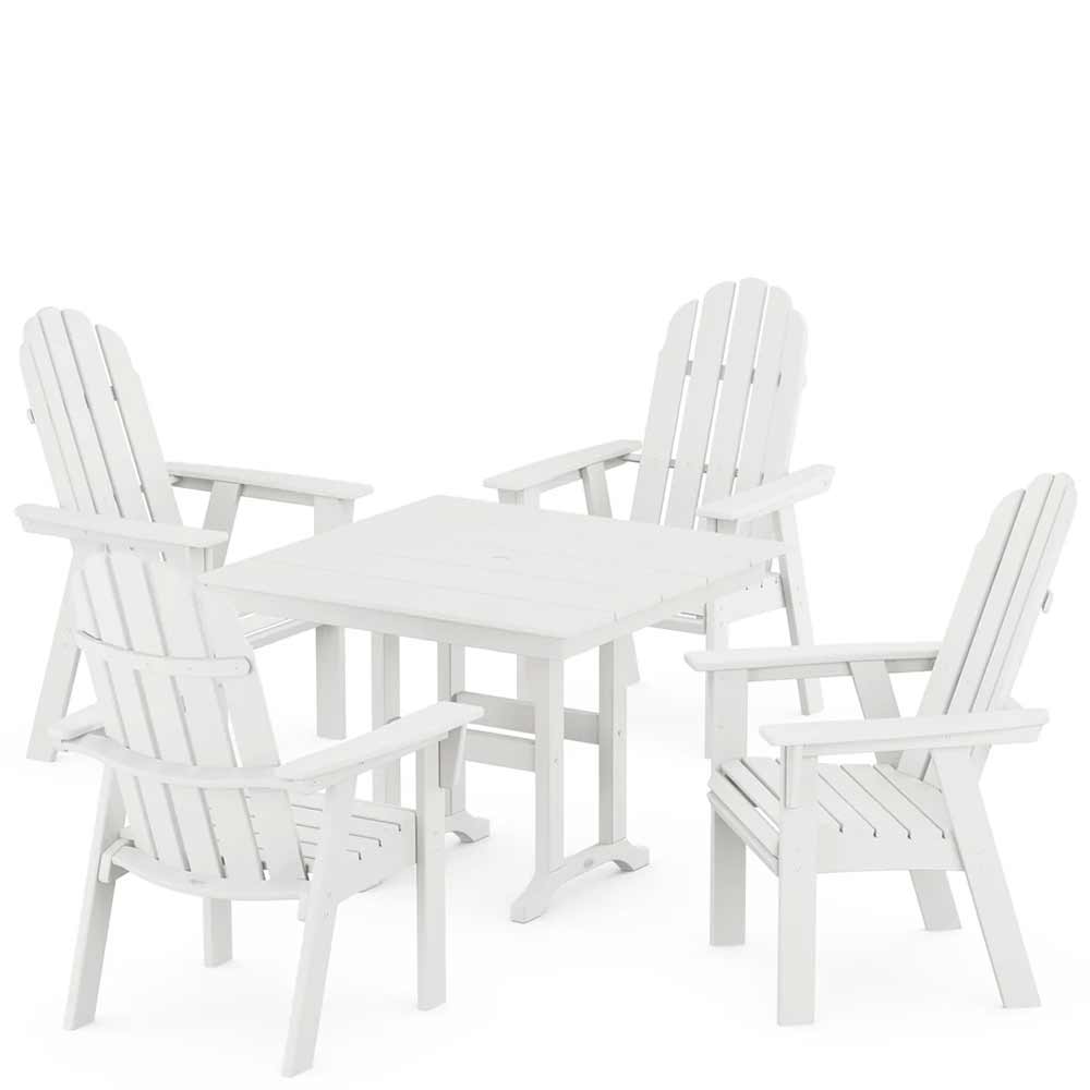 POLYWOOD® Vineyard Curveback Adirondack 5-Piece Farmhouse Dining Set - PWS1165-1