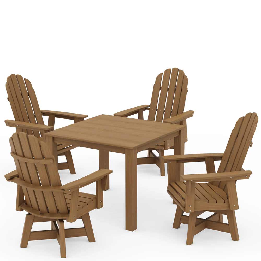POLYWOOD® Vineyard Curveback Adirondack 5-Piece Parsons Swivel Dining Set - PWS2360-1