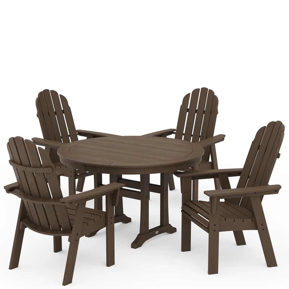 POLYWOOD® Vineyard Curveback Adirondack 5-Piece Nautical Trestle Dining Set - PWS401-1