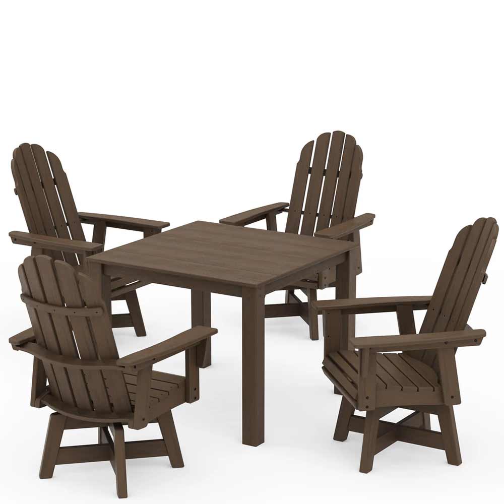 POLYWOOD® Vineyard Curveback Adirondack 5-Piece Parsons Swivel Dining Set - PWS2360-1