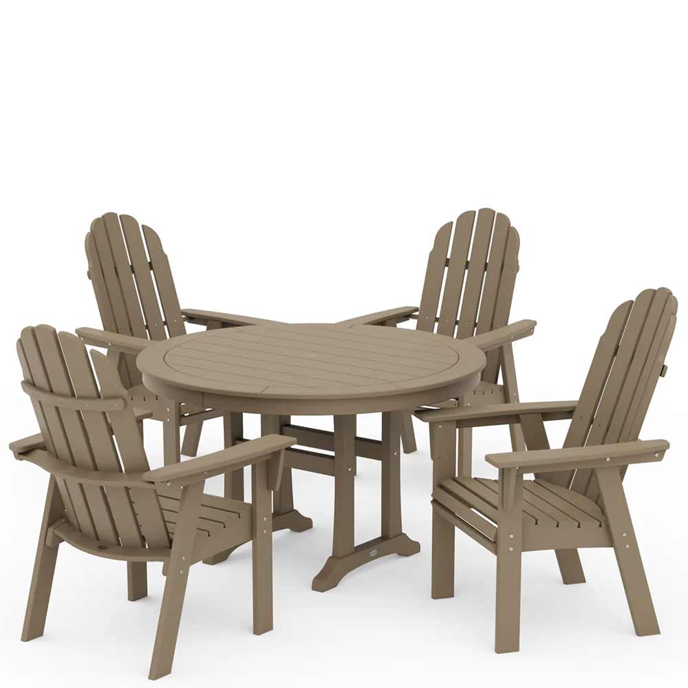 POLYWOOD® Vineyard Curveback Adirondack 5-Piece Nautical Trestle Dining Set - PWS401-1