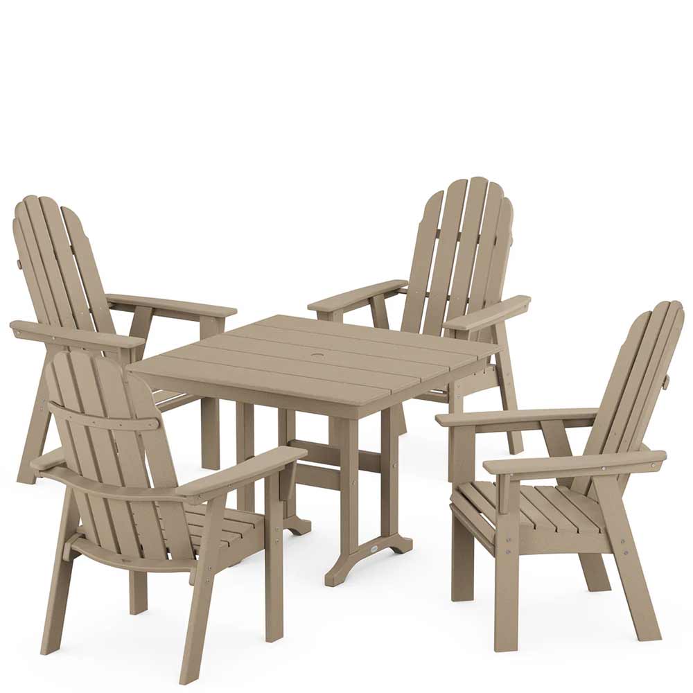 POLYWOOD® Vineyard Curveback Adirondack 5-Piece Farmhouse Dining Set - PWS1165-1