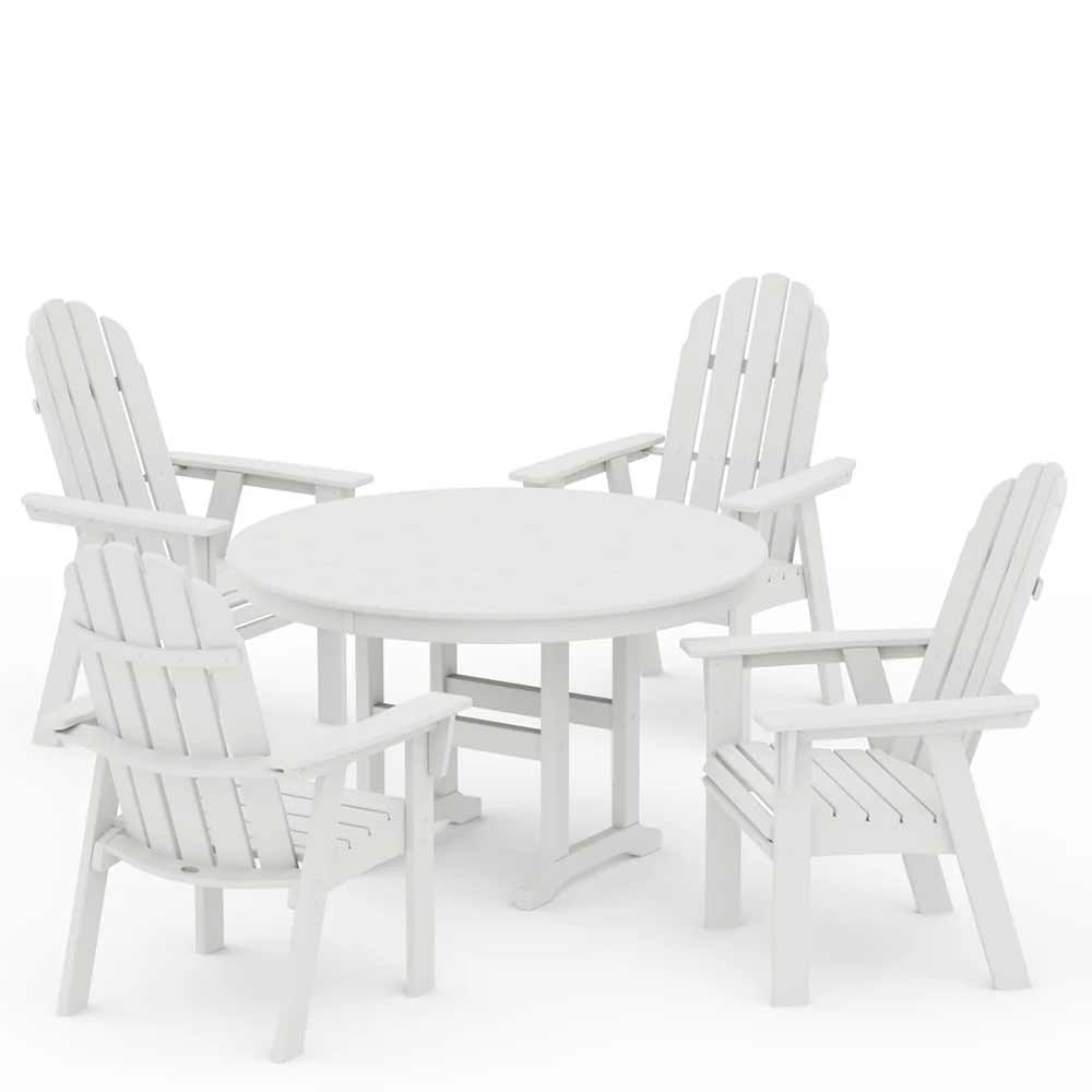 POLYWOOD® Vineyard Curveback Adirondack 5-Piece Round Farmhouse Dining Set - PWS1370-1