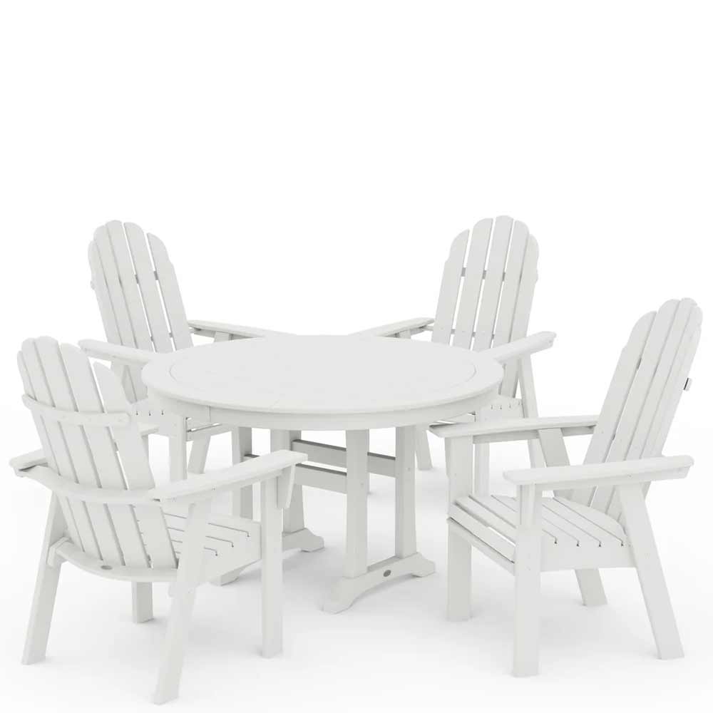 POLYWOOD® Vineyard Curveback Adirondack 5-Piece Nautical Trestle Dining Set - PWS401-1