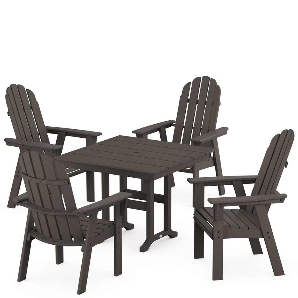POLYWOOD® Vineyard Curveback Adirondack 5-Piece Farmhouse Dining Set - PWS1165-1