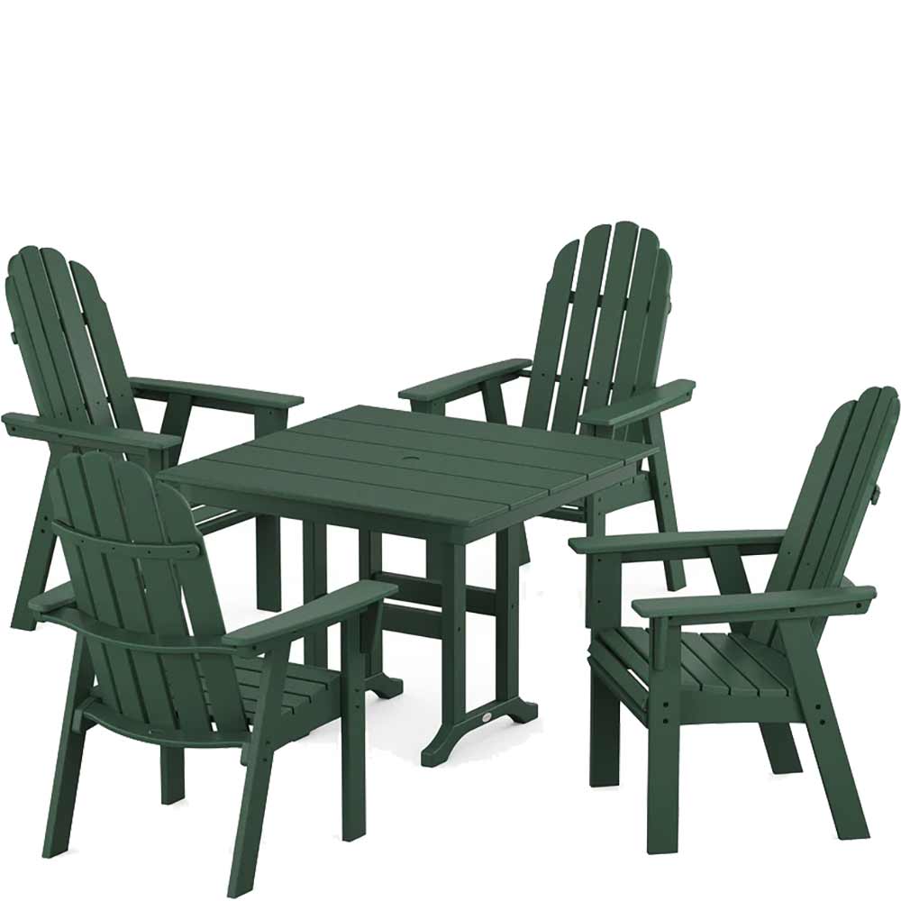 POLYWOOD® Vineyard Curveback Adirondack 5-Piece Farmhouse Dining Set - PWS1165-1 Dining Set POLYWOOD®