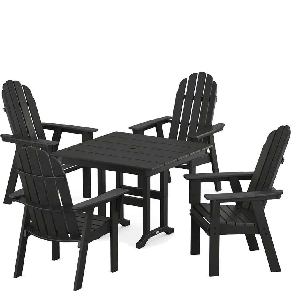 POLYWOOD® Vineyard Curveback Adirondack 5-Piece Farmhouse Dining Set - PWS1165-1 Dining Set POLYWOOD®