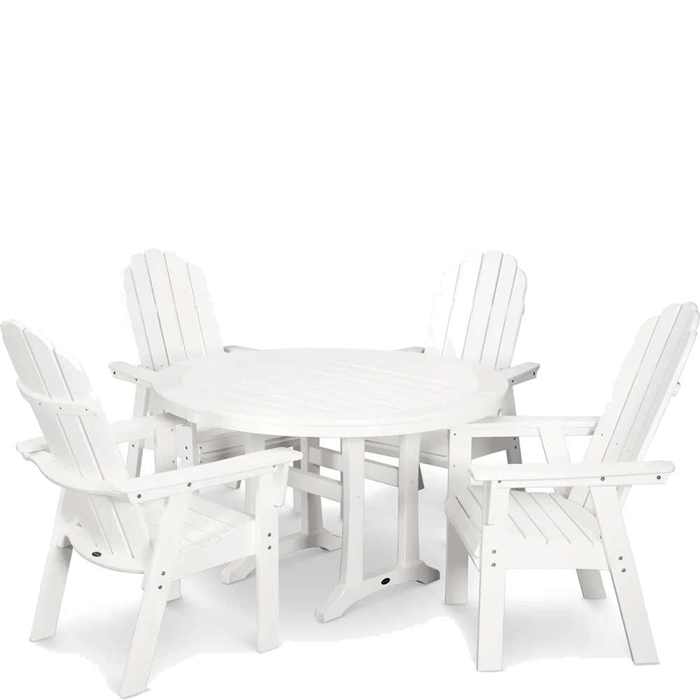 POLYWOOD® Vineyard Curveback Adirondack 5-Piece Nautical Trestle Dining Set - PWS401-1 Dining Set POLYWOOD®