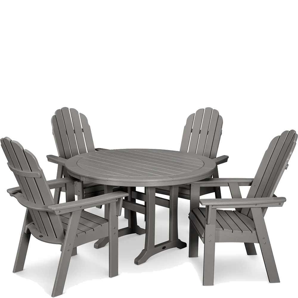 POLYWOOD® Vineyard Curveback Adirondack 5-Piece Nautical Trestle Dining Set - PWS401-1 Dining Set POLYWOOD®