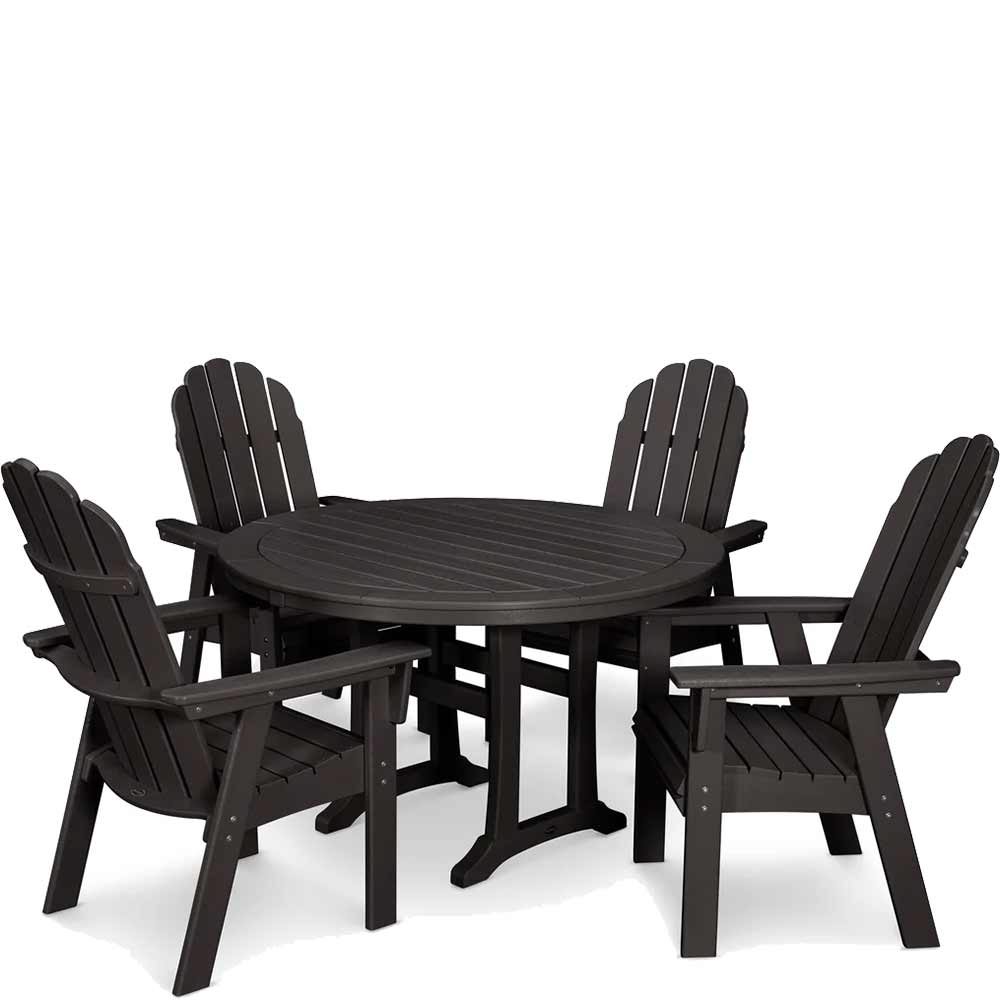 POLYWOOD® Vineyard Curveback Adirondack 5-Piece Nautical Trestle Dining Set - PWS401-1 Dining Set POLYWOOD®