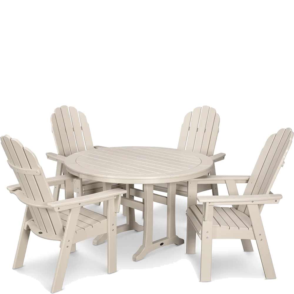 POLYWOOD® Vineyard Curveback Adirondack 5-Piece Nautical Trestle Dining Set - PWS401-1 Dining Set POLYWOOD®