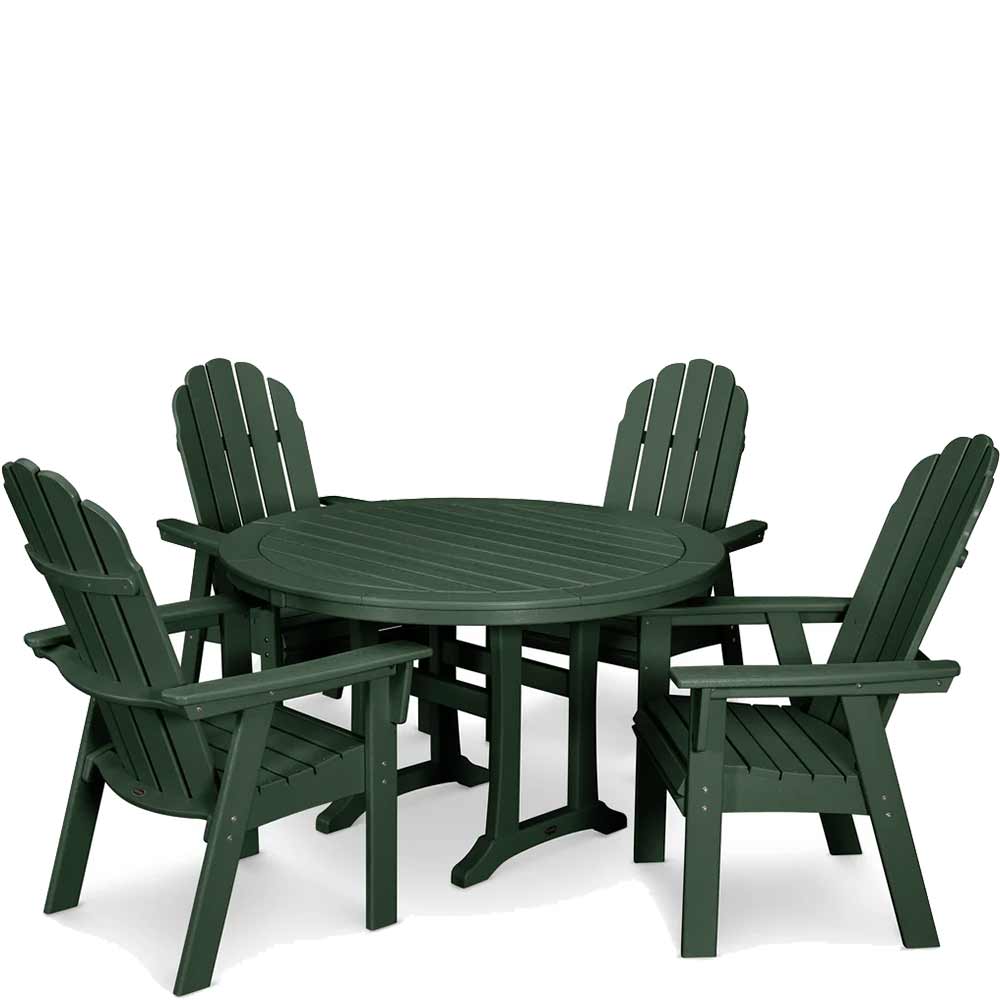 POLYWOOD® Vineyard Curveback Adirondack 5-Piece Nautical Trestle Dining Set - PWS401-1 Dining Set POLYWOOD®
