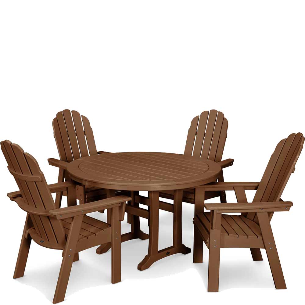 POLYWOOD® Vineyard Curveback Adirondack 5-Piece Nautical Trestle Dining Set - PWS401-1 Dining Set POLYWOOD®