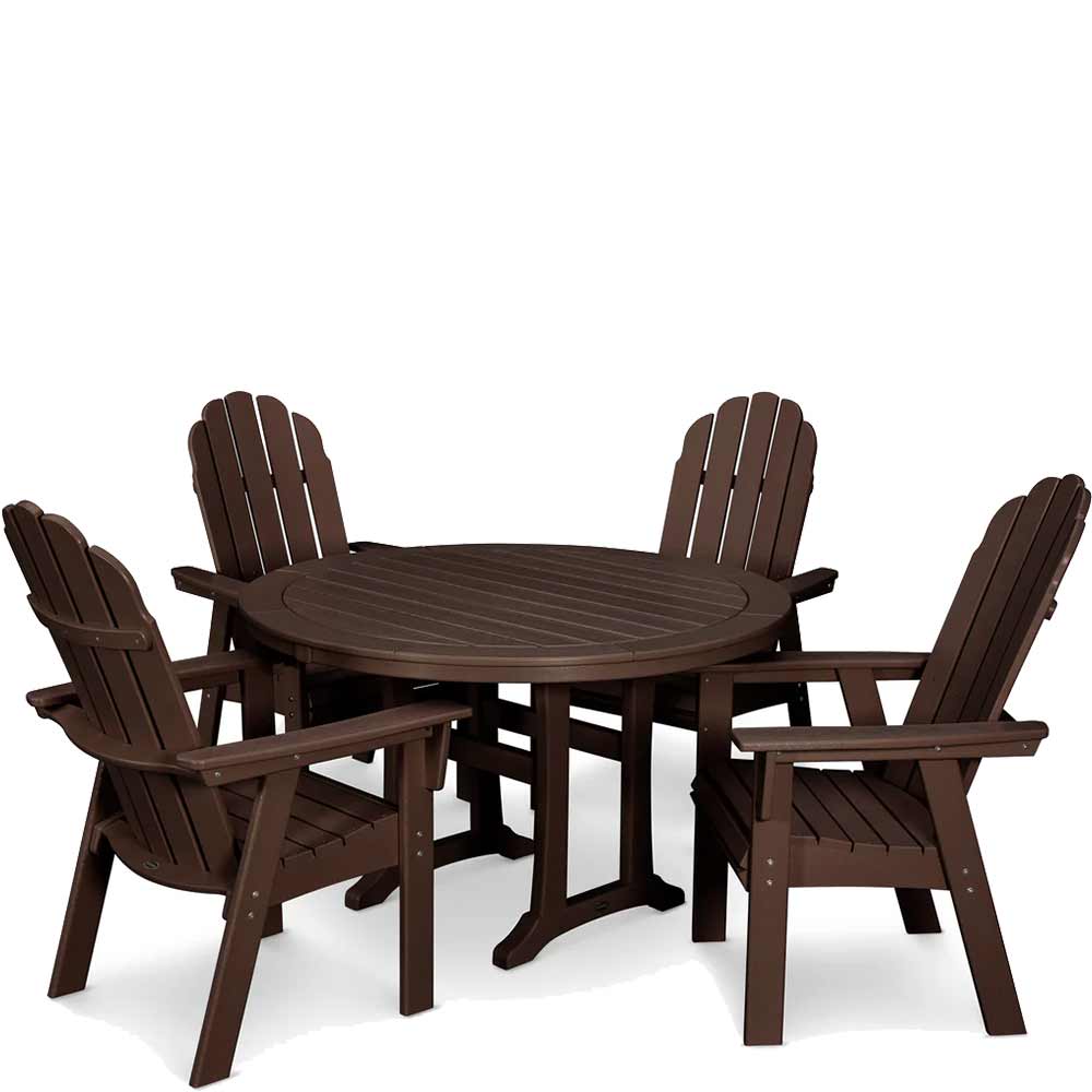 POLYWOOD® Vineyard Curveback Adirondack 5-Piece Nautical Trestle Dining Set - PWS401-1 Dining Set POLYWOOD®