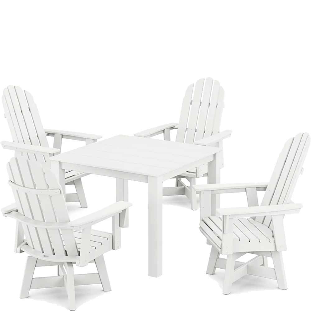 POLYWOOD® Vineyard Curveback Adirondack 5-Piece Parsons Swivel Dining Set - PWS2360-1 Dining Set POLYWOOD®