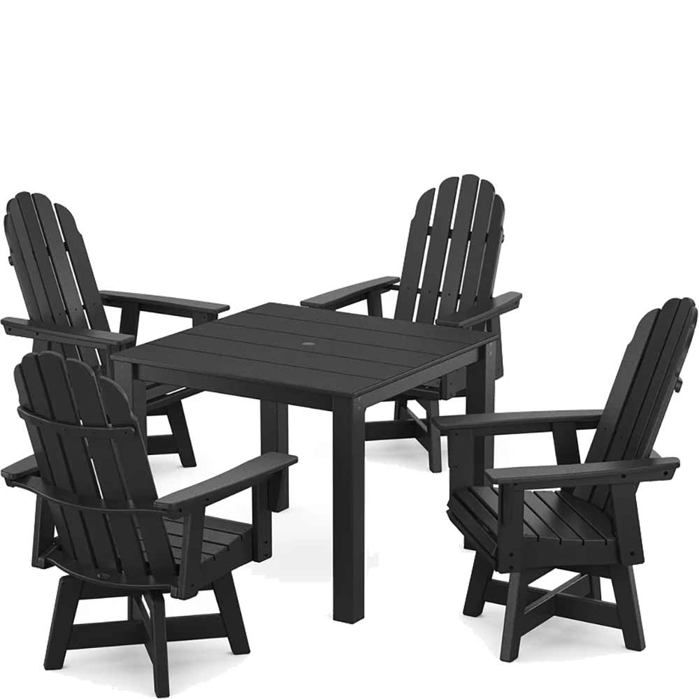 POLYWOOD® Vineyard Curveback Adirondack 5-Piece Parsons Swivel Dining Set - PWS2360-1 Dining Set POLYWOOD®