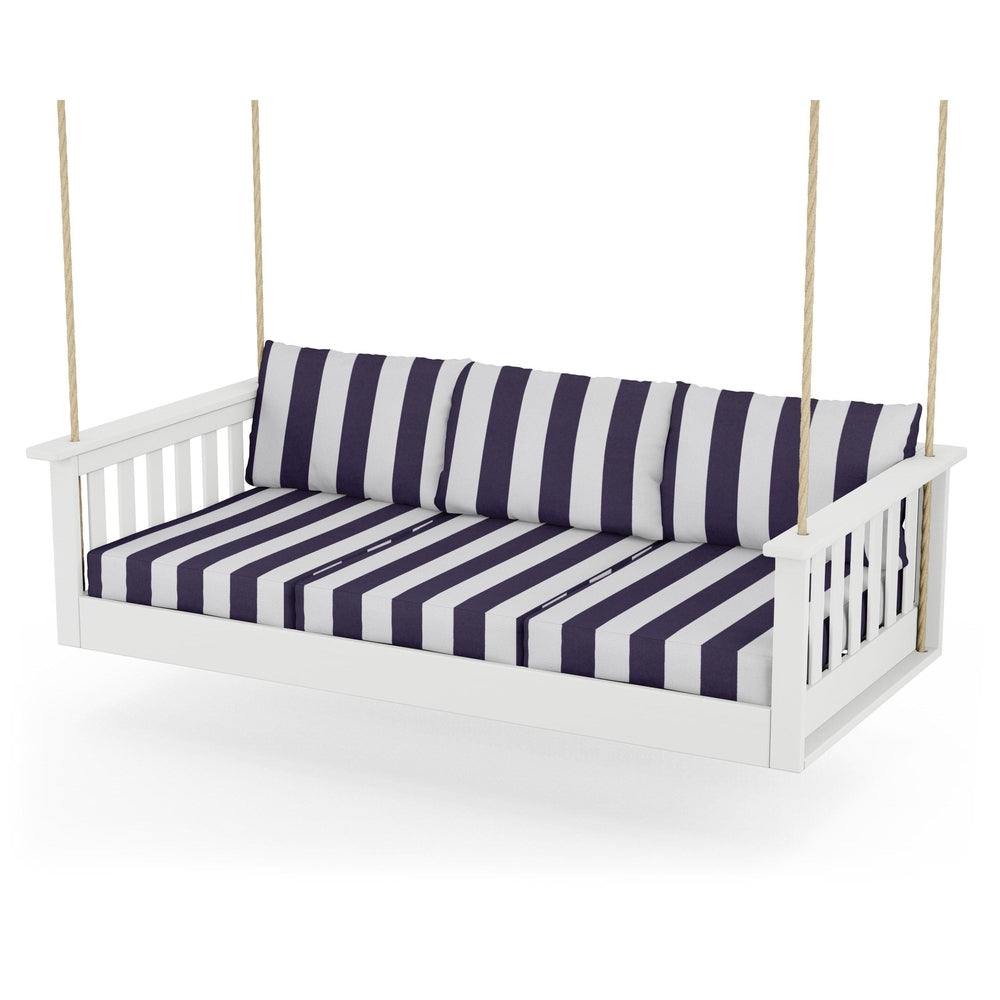 Vineyard Daybed Swing - White / Cabana Stripe Navy