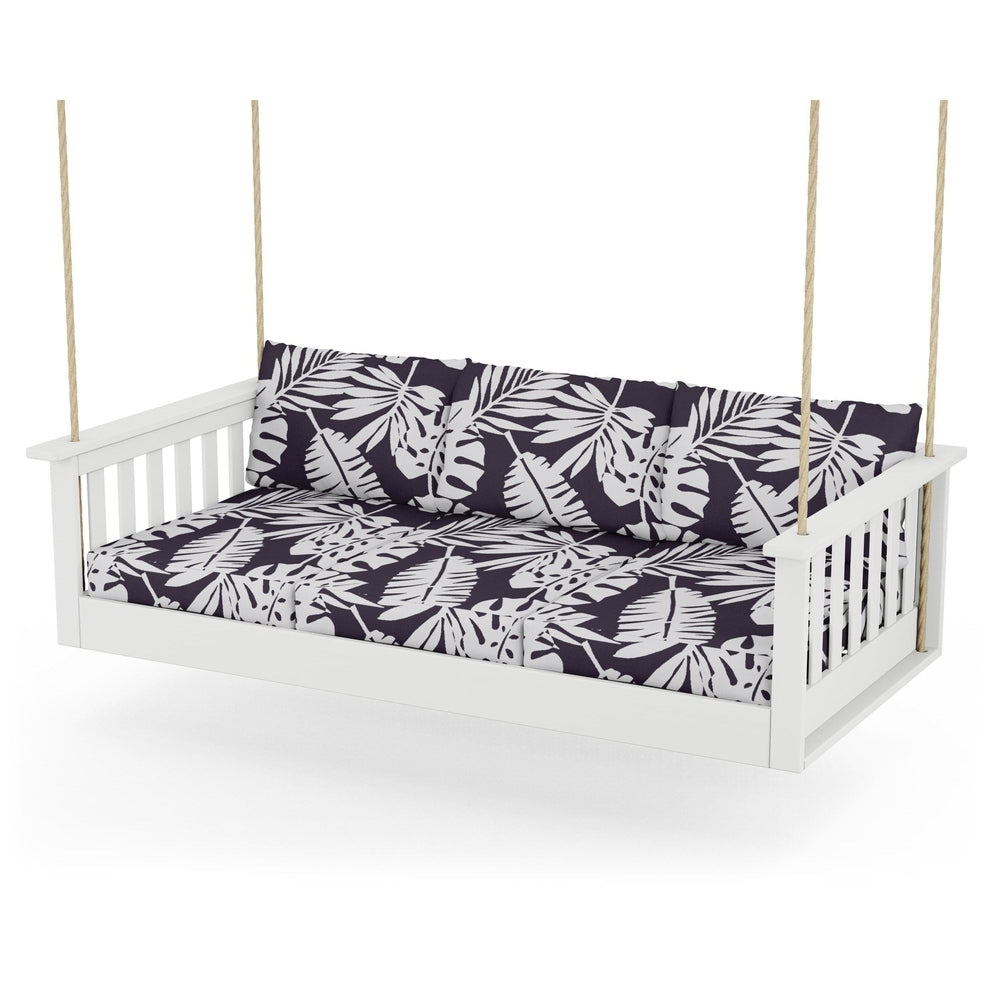 Vineyard Daybed Swing - White / Leaf Navy