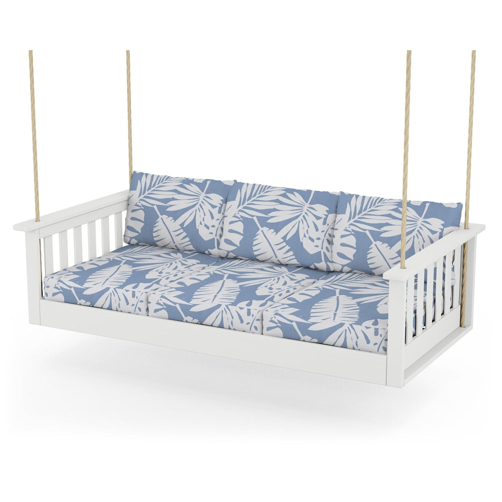 Vineyard Daybed Swing - White / Leaf Sky Blue