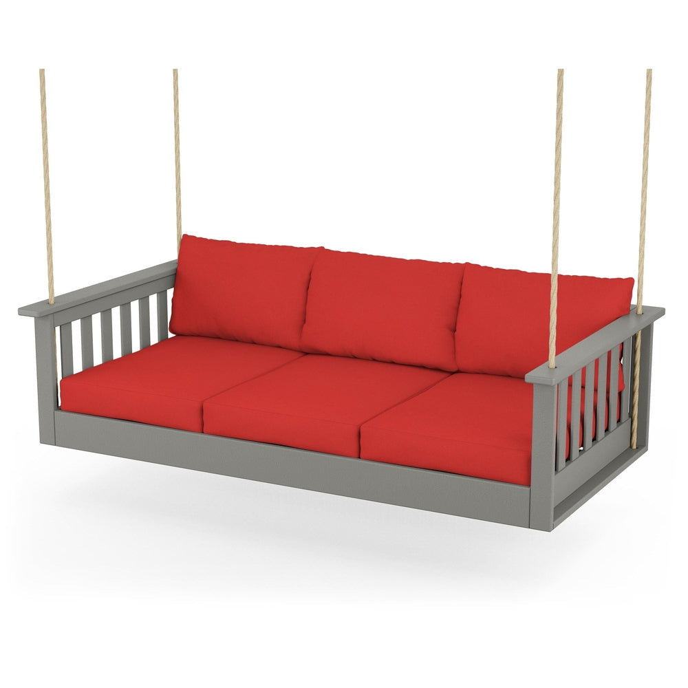 Vineyard Daybed Swing - Slate Grey / Crimson Linen