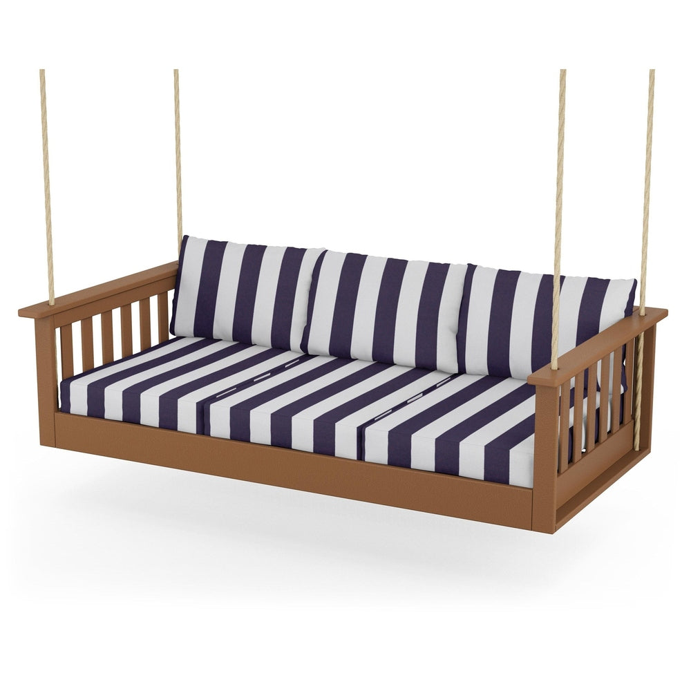 Vineyard Daybed Swing - Teak / Cabana Stripe Navy