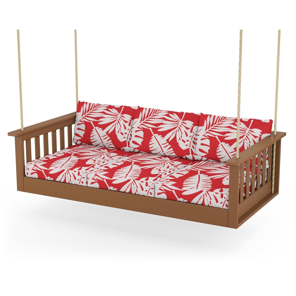 Vineyard Daybed Swing - Teak / Leaf Crimson