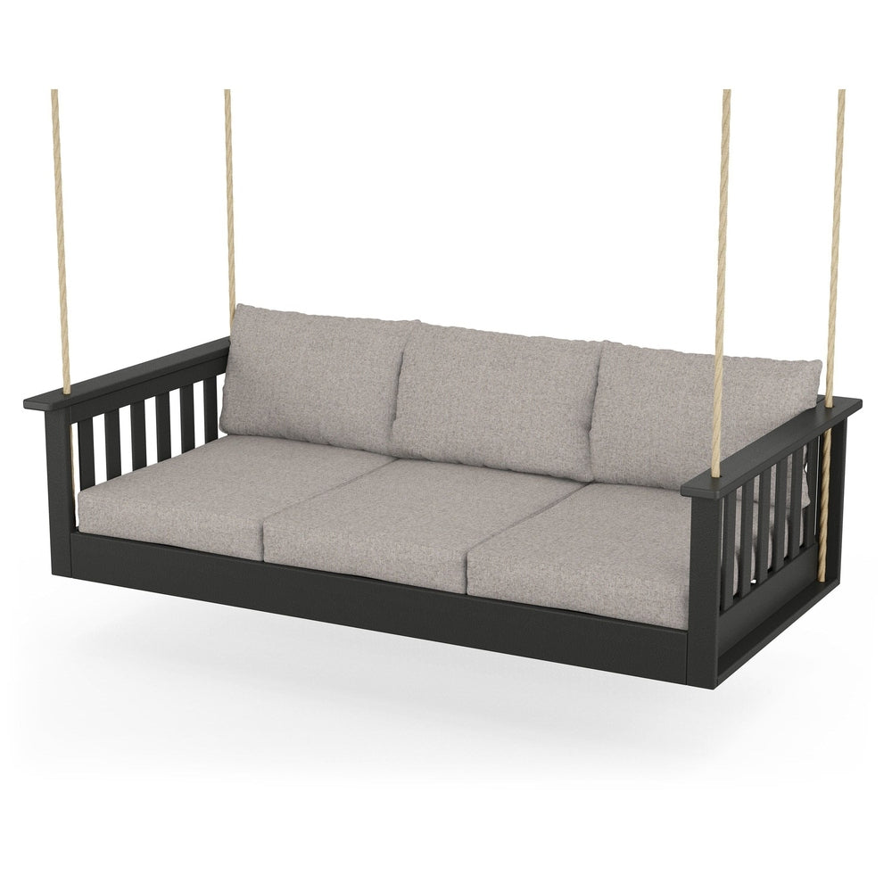Vineyard Daybed Swing - Black / Weathered Tweed