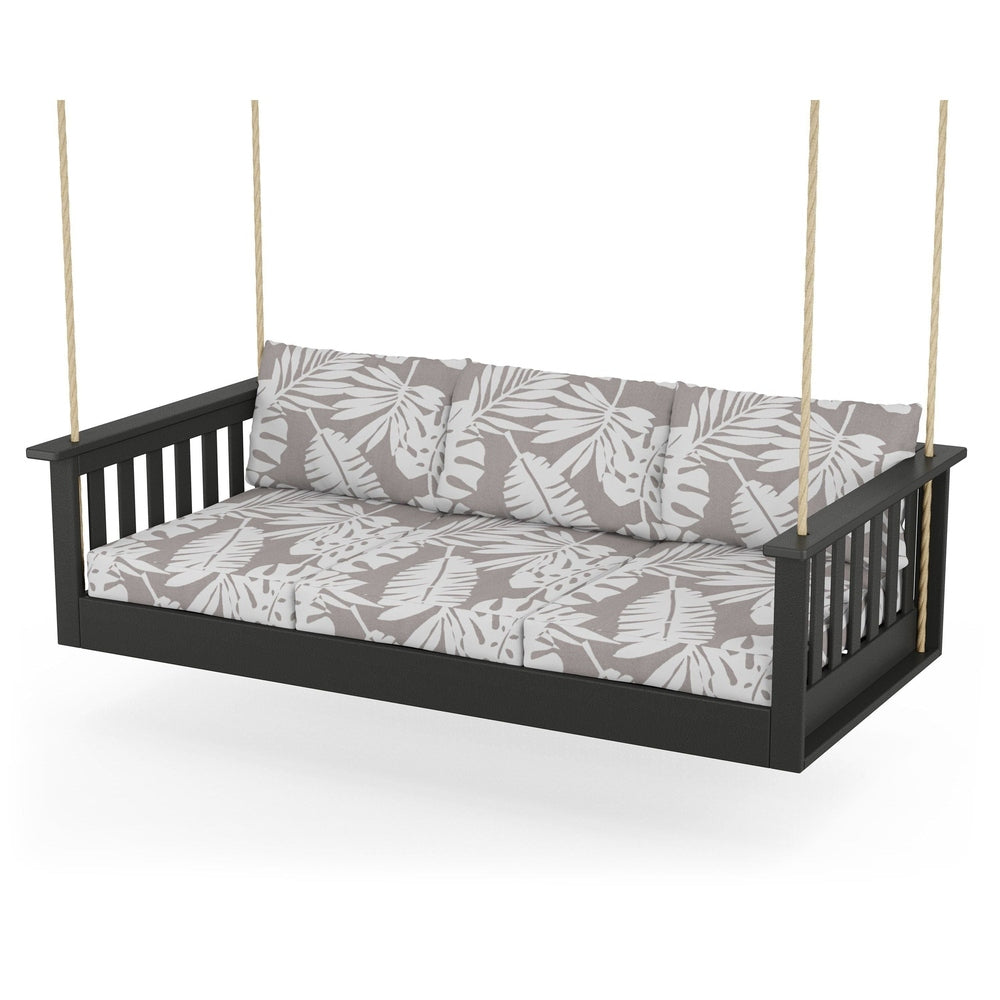 Vineyard Daybed Swing - Black / Leaf Grey Mist