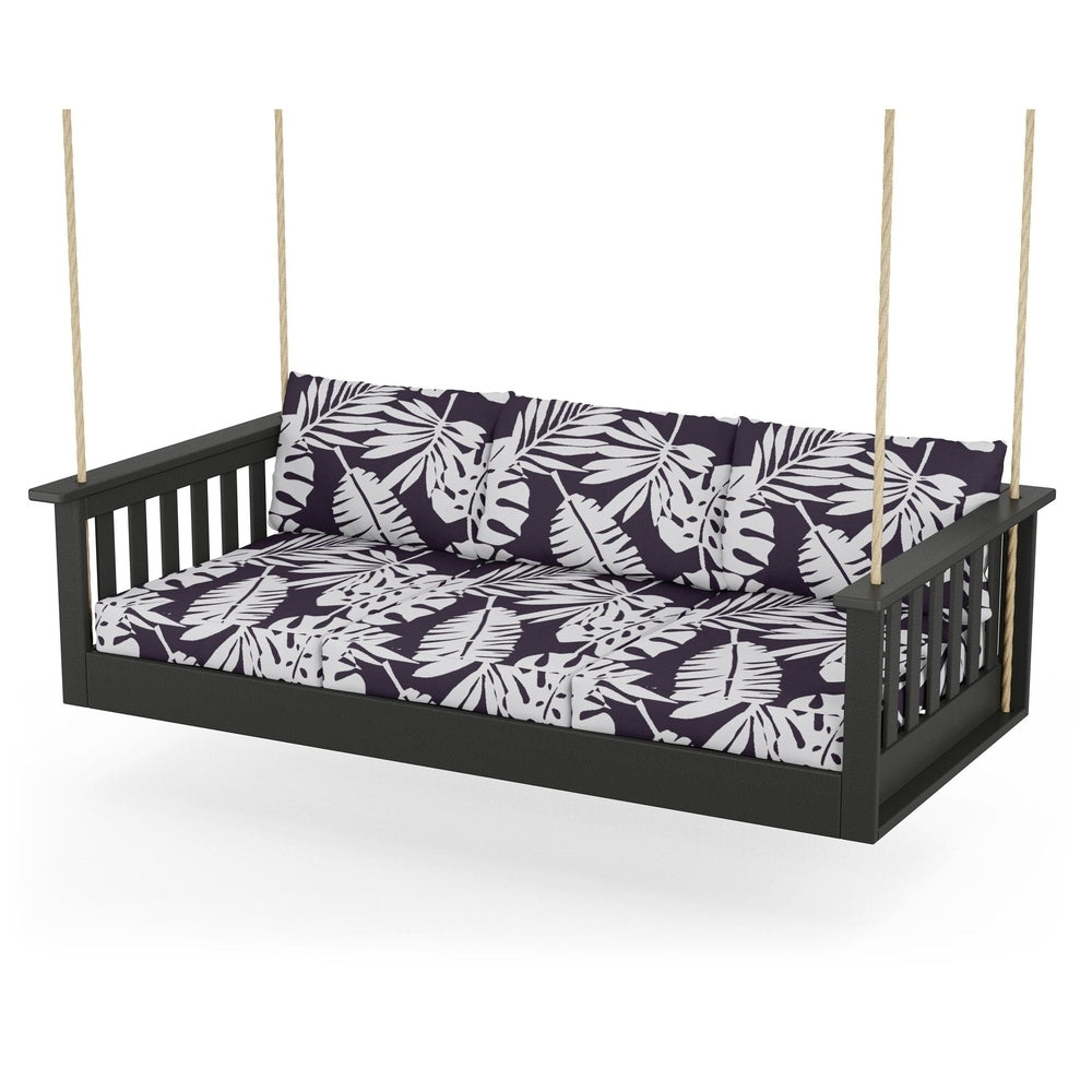 Vineyard Daybed Swing - Black / Leaf Navy