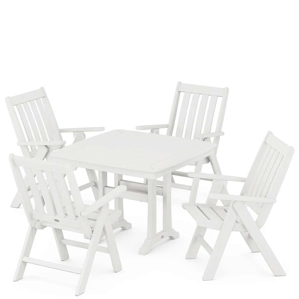 POLYWOOD® Vineyard Folding 5-Piece Dining Set with Trestle Legs - PWS992-1