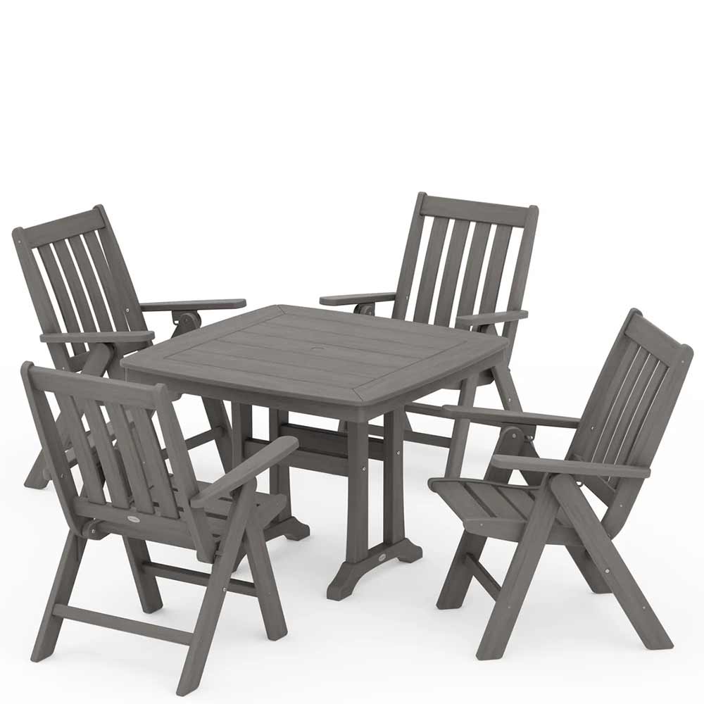 POLYWOOD® Vineyard Folding 5-Piece Dining Set with Trestle Legs - PWS992-1