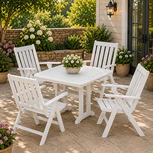 POLYWOOD® Vineyard Folding 5-Piece Dining Set with Trestle Legs - PWS992-1