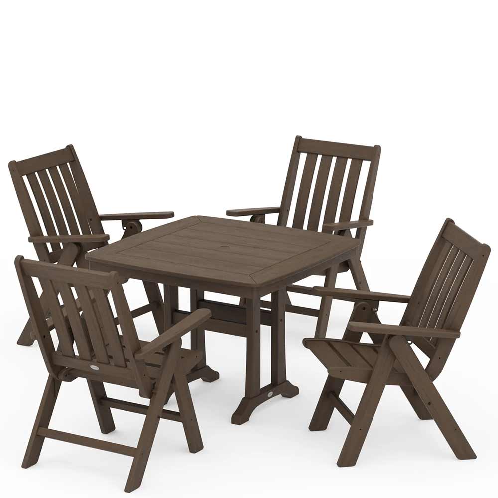 POLYWOOD® Vineyard Folding 5-Piece Dining Set with Trestle Legs - PWS992-1