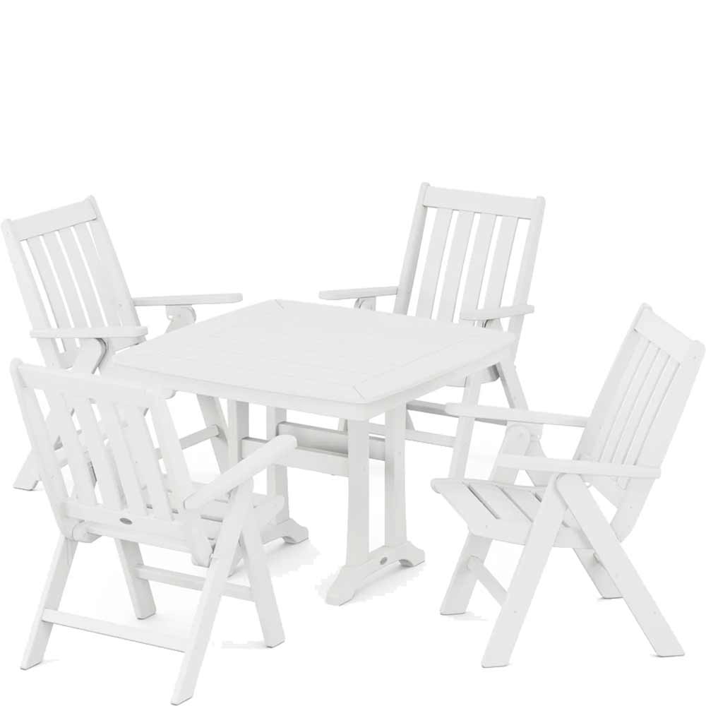 POLYWOOD® Vineyard Folding 5-Piece Dining Set with Trestle Legs - PWS992-1 Dining Table POLYWOOD®