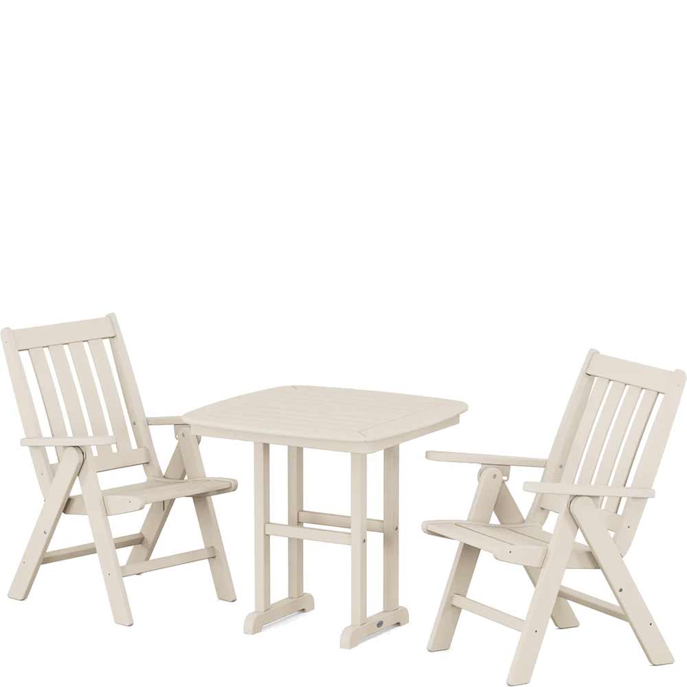 POLYWOOD® Vineyard Folding Chair 3-Piece Dining Set - PWS1231-1 Patio Set POLYWOOD®