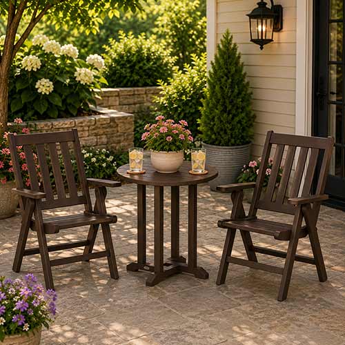 POLYWOOD® Vineyard Folding Chair 3-Piece Round Bistro Dining Set - PWS1319-1