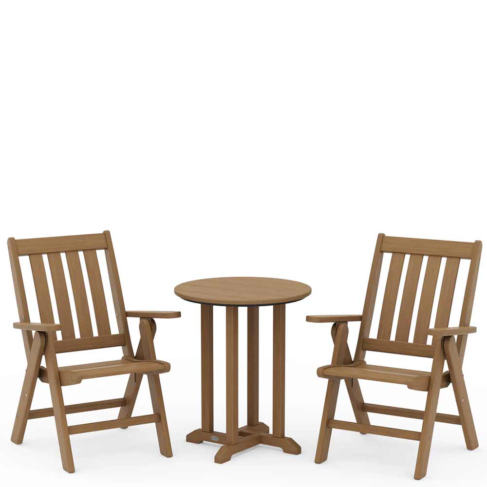 POLYWOOD® Vineyard Folding Chair 3-Piece Round Bistro Dining Set - PWS1319-1