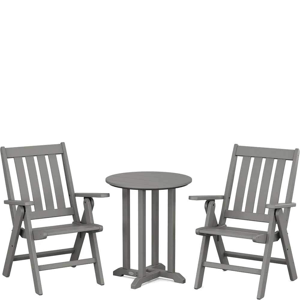 POLYWOOD® Vineyard Folding Chair 3-Piece Round Bistro Dining Set - PWS1319-1