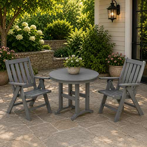 POLYWOOD® Vineyard Folding Chair 3-Piece Round Dining Set - PWS1353-1
