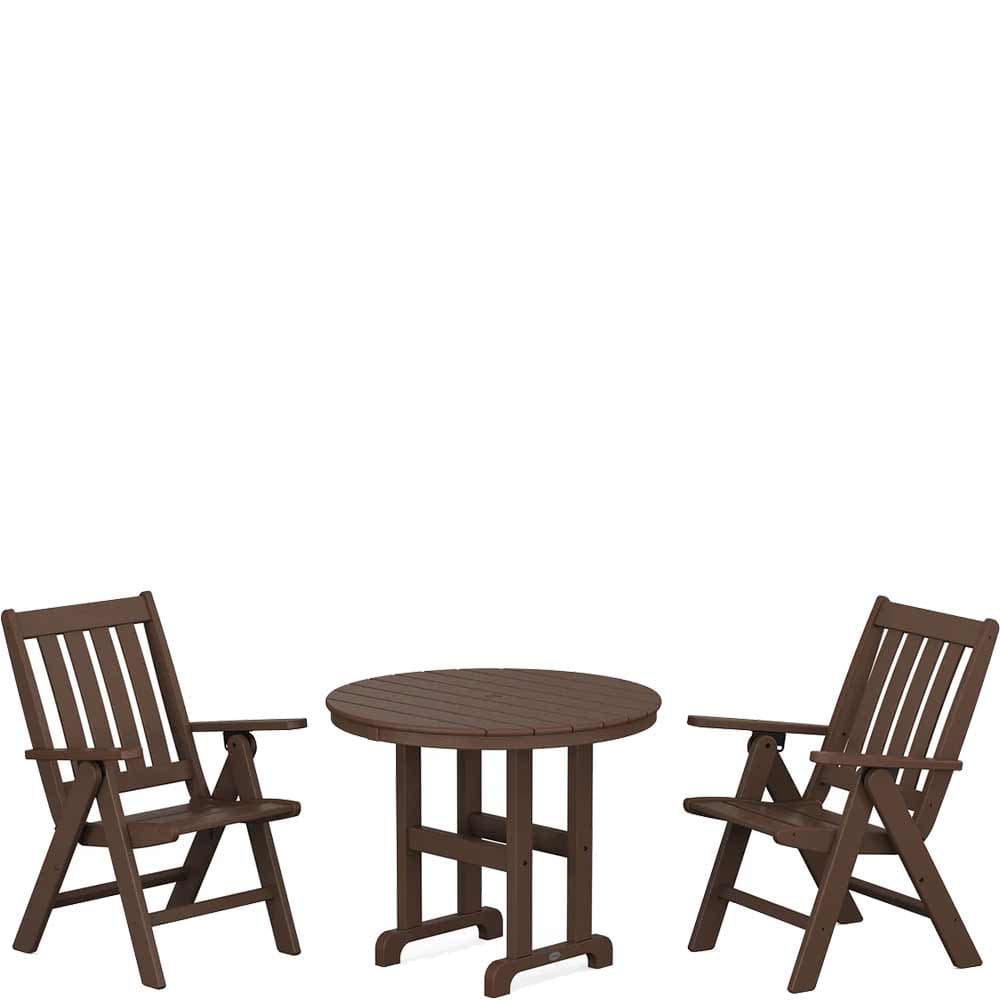 POLYWOOD® Vineyard Folding Chair 3-Piece Round Dining Set - PWS1353-1 Patio Set POLYWOOD®