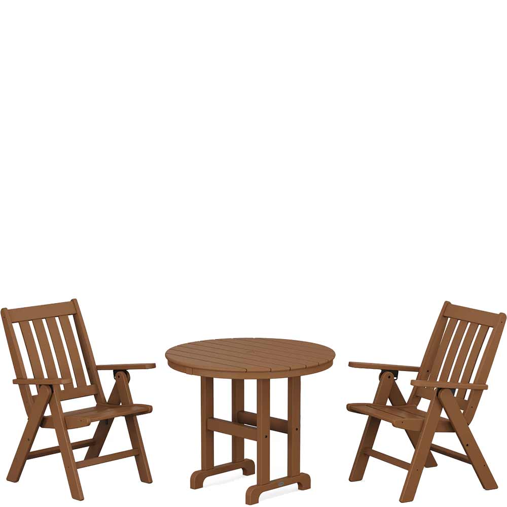 POLYWOOD® Vineyard Folding Chair 3-Piece Round Dining Set - PWS1353-1 Patio Set POLYWOOD®