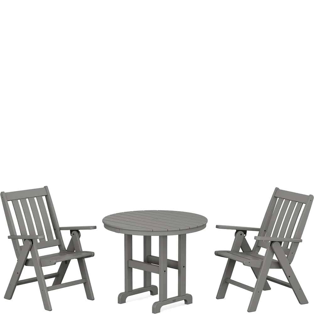 POLYWOOD® Vineyard Folding Chair 3-Piece Round Dining Set - PWS1353-1