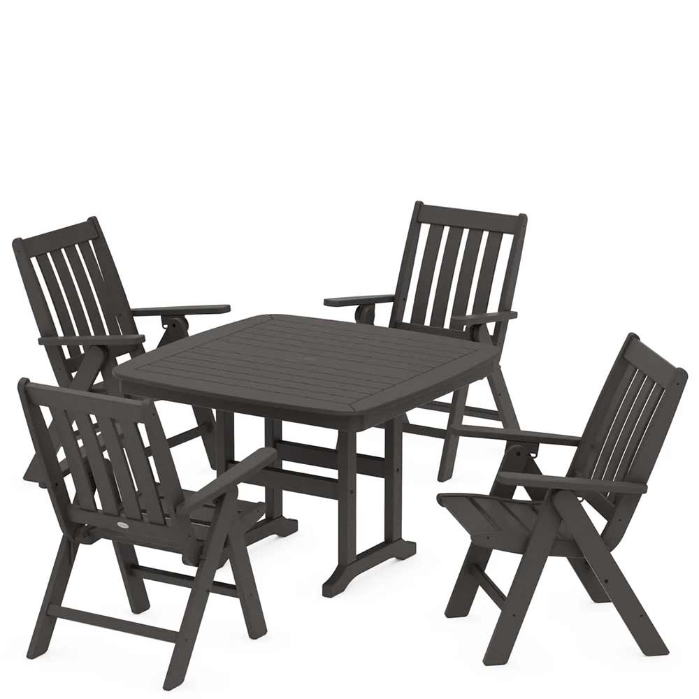 POLYWOOD® Vineyard Folding Chair 5-Piece Dining Set - PWS939-1