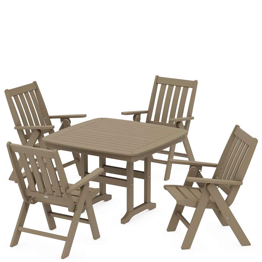 POLYWOOD® Vineyard Folding Chair 5-Piece Dining Set - PWS939-1