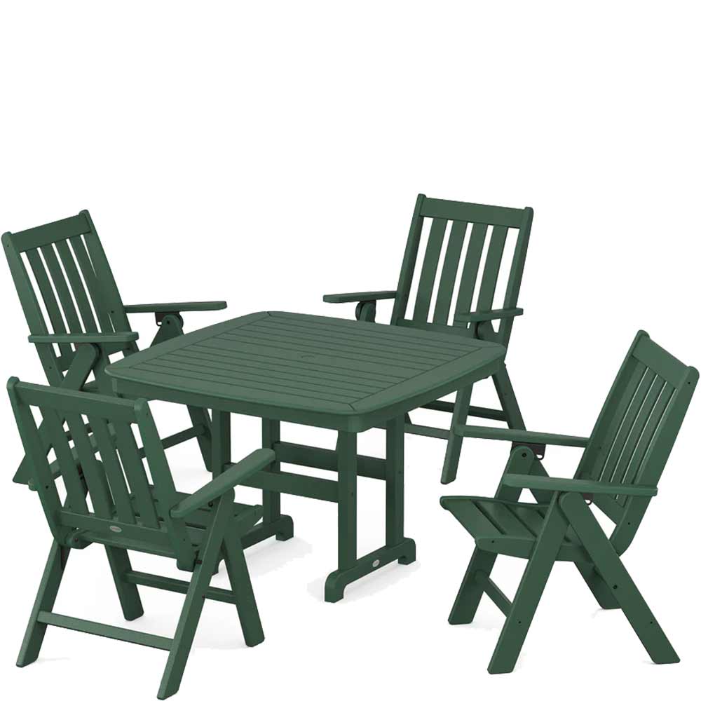 POLYWOOD® Vineyard Folding Chair 5-Piece Dining Set - PWS939-1 Dining Set POLYWOOD®