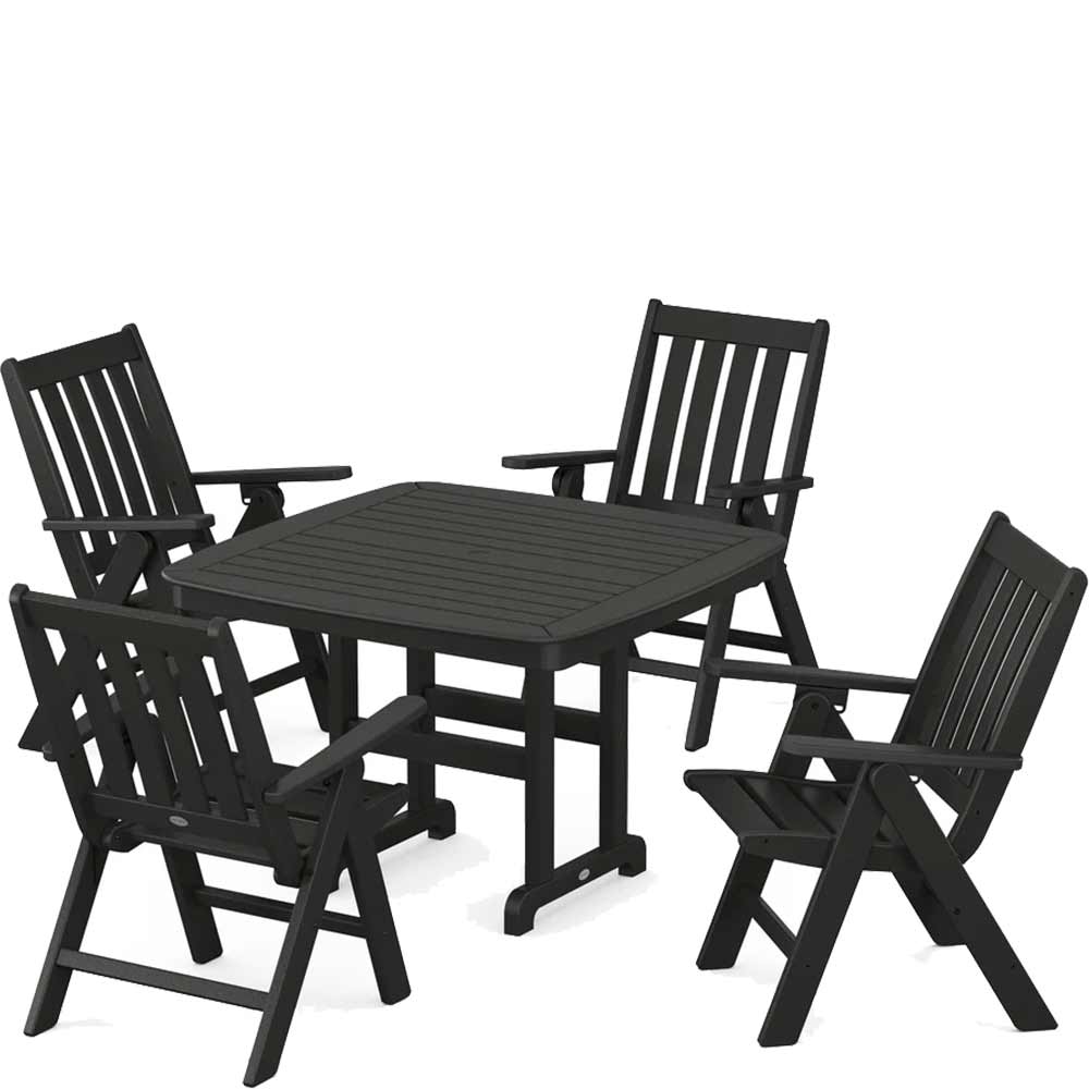 POLYWOOD® Vineyard Folding Chair 5-Piece Dining Set - PWS939-1 Dining Set POLYWOOD®